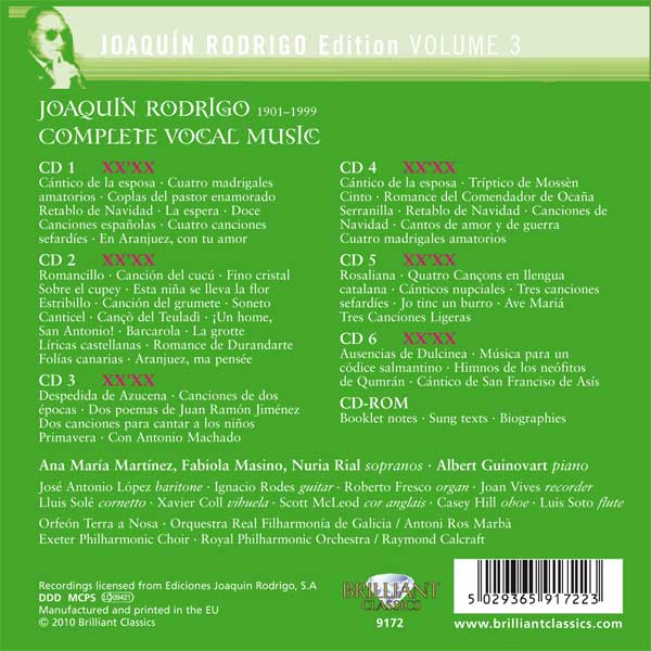 Ana Maria Martinez 로드리고 에디션 3집 - 성악 작품 전곡집 (Rodrigo Edition Vol. 3 - Complete Vocal Music) 