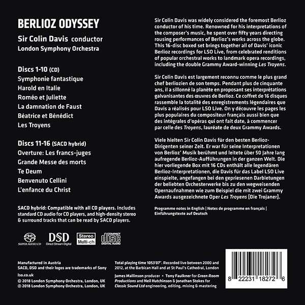 Colin Davis 콜린 데이비스 베를리오즈 작품집 (Berlioz Odyssey) [16CD 박스세트]