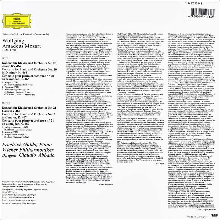 Friedrich Gulda 모차르트: 피아노 협주곡 20번, 21번 (Mozart: Piano Concertos) [LP]