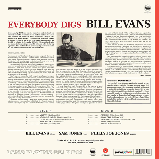 Bill Evans (빌 에반스) - Everybody Digs [레드 컬러 LP]