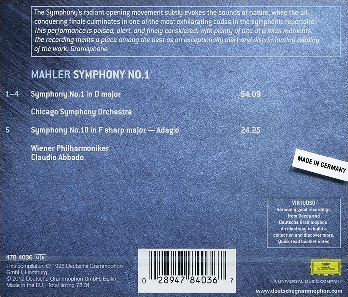 Claudio Abbado 말러 : 교향곡 1번, 10번 `아다지오` (Mahler: Symphony No.1, Symphony No.10 Adagio)