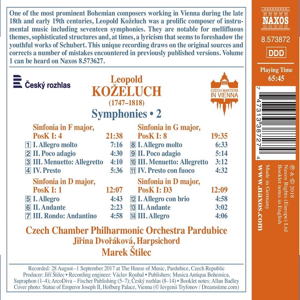 Marek Stilec 레오폴드 코젤루흐: 교향곡 2집 (Leopold Kozeluch: Symphonies Vol.2)