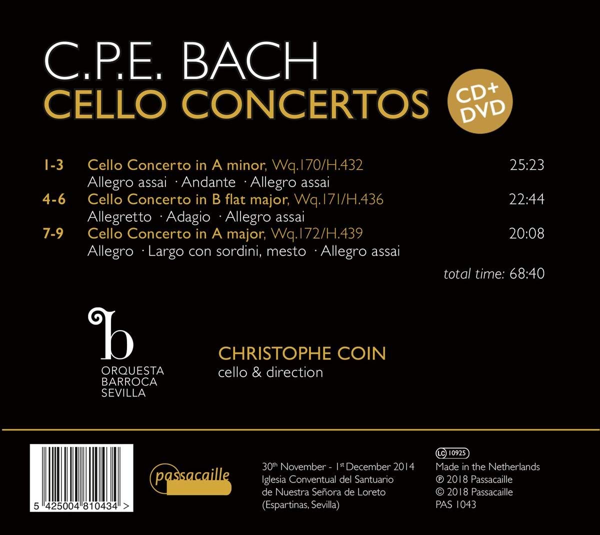 Christophe Coin 카를 필립 에마누엘 바흐: 첼로 협주곡집 (C.P.E. Bach: Cello Concertos)