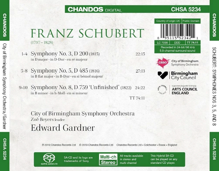 Edward Gardner 슈베르트: 교향곡 3 & 5 & 8번 '미완성' (Schubert: Symphony Nos. 3 & 5 & 8 'Unfinished')