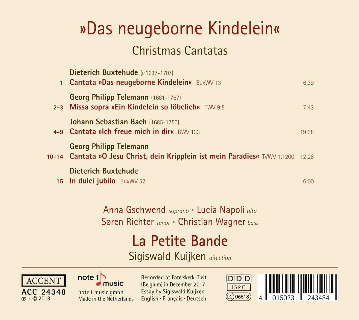 Sigiswald Kuijken 바흐 / 텔레만 / 북스테후데: 크리스마스 칸타타 (Christmas Cantatas)