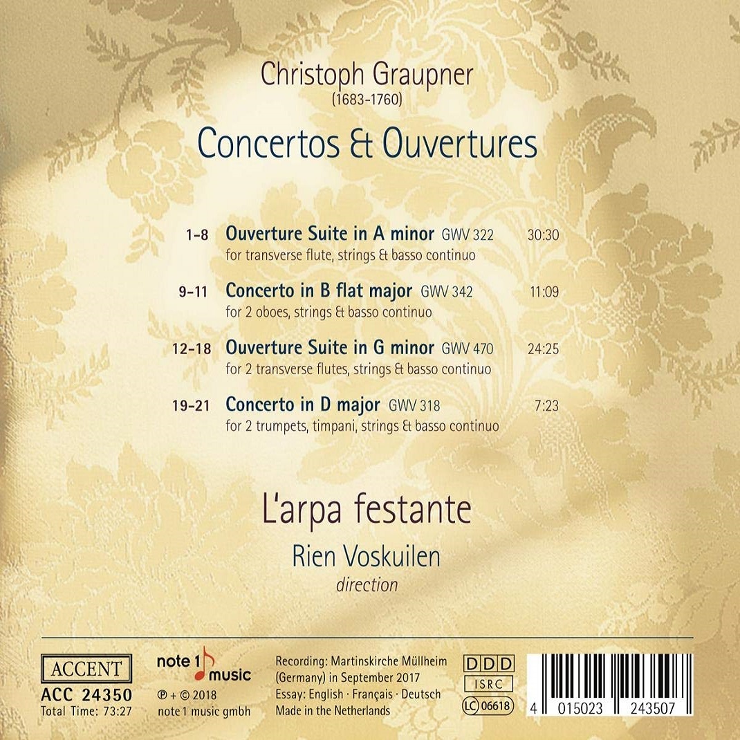 Rien Voskuilen 크리스토프 그라우프너: 협주곡과 서곡 (Christoph Graupner: Concertos, Overtures)