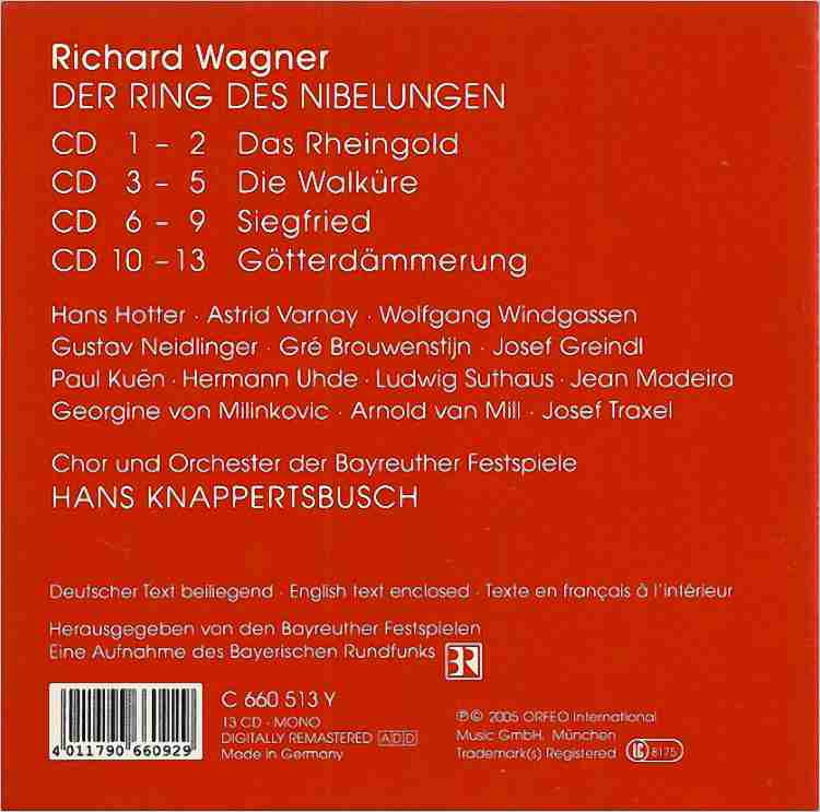 Hans Knappertsbusch 바그너: 니벨룽겐의 반지 전집 (Wagner: Der Ring des Nibelungen) 한스 크나퍼츠부쉬