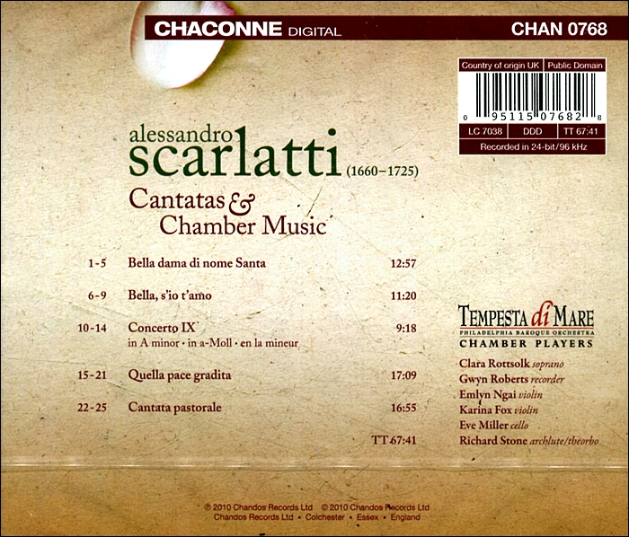 Tempesta di Mare 스카를라티: 칸타타, 실내악 (Scarlatti : Cantatas & Chamber Music)