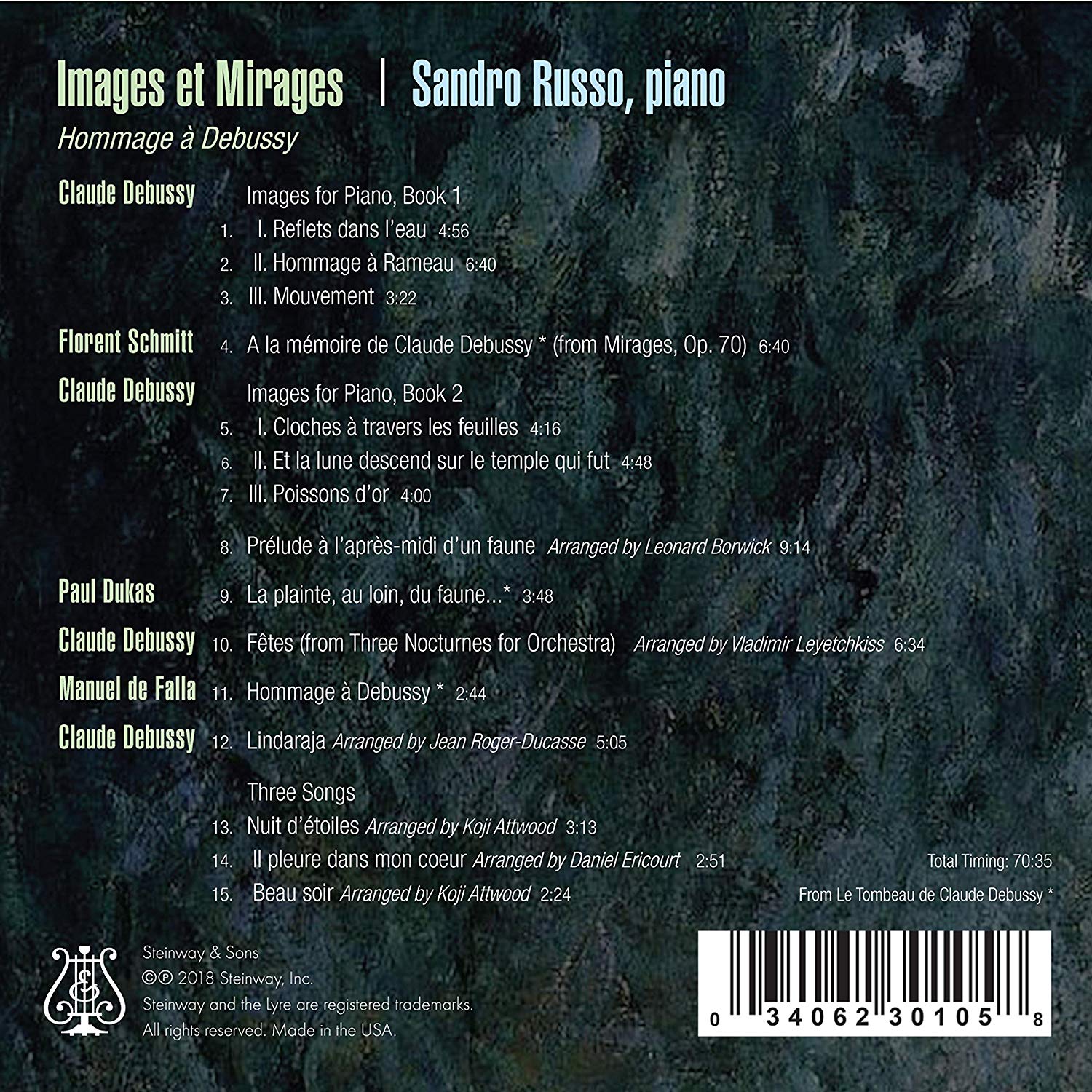 Sandro Russo 피아노로 연주한 드뷔시 헌정 앨범 (Images et Mirages - Hommage a Debussy)