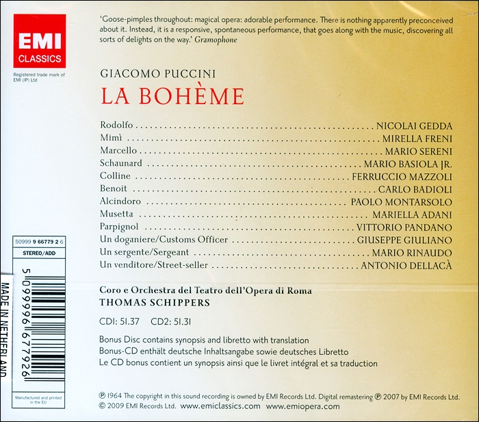 Mirella Freni 푸치니: 라 보엠 (Puccini: La Boheme)