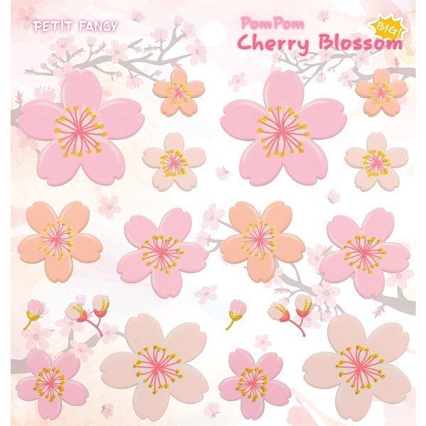 [쁘띠팬시] PINK BLOSSOM / Pom Cherry Blossom 빅사이즈 벚꽃스티커