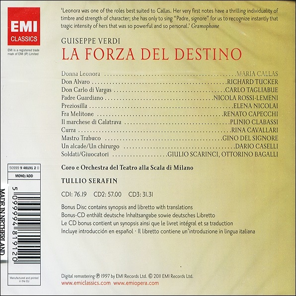 Maria Callas 베르디: 운명의 힘 (Verdi: La forza del destino)