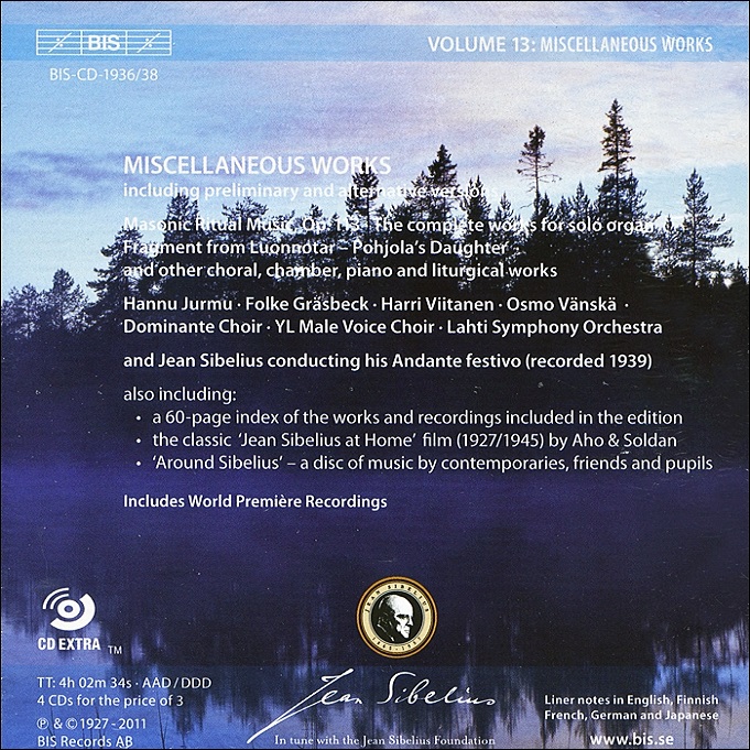 시벨리우스 에디션 13집: BIS 시벨리우스 작품 전곡 에디션 완결편 (Sibelius: Edition Vol. 13 - Miscellaneous Works)