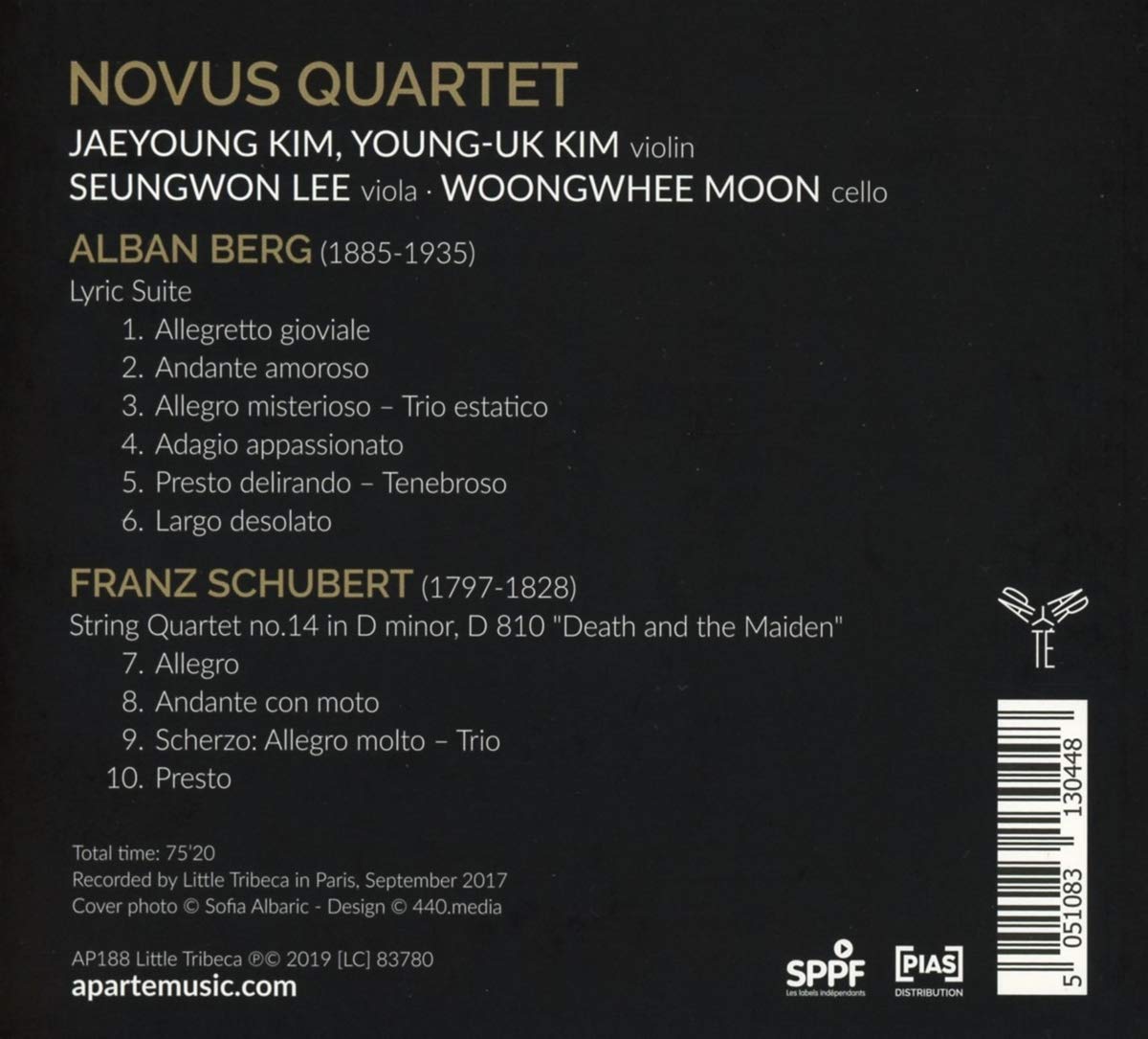 Novus Quartet 노부스 콰르텟 - 베르크: 서정 모음곡 / 슈베르트: 현악 사중주 14번 ‘죽음과 소녀’ 