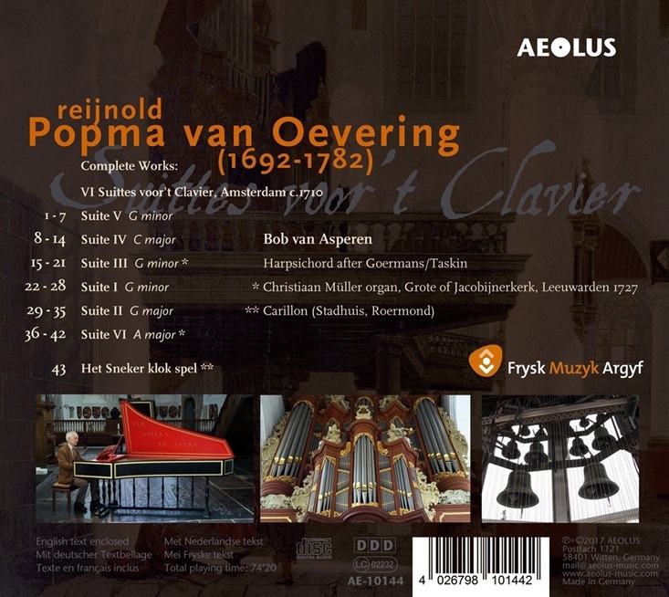 Bob van Asperen 외버링: 건반작품 모음곡 전집 - 밥 판 아스페렌 [하프시코드, 오르간, 카리용 연주반] (Reijnold Popma van Oevering: Complete Works - Keyboard Suites)