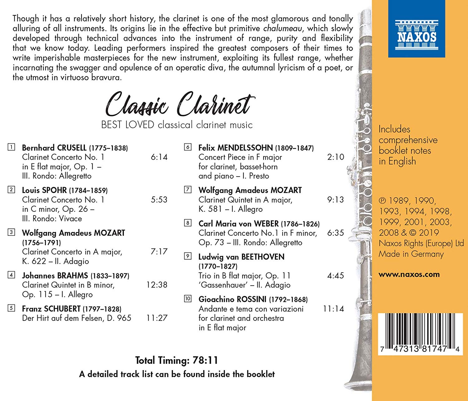 우리가 사랑하는 클라리넷 작품들 (Classic Clarinet - Best Loved classical clarinet music)