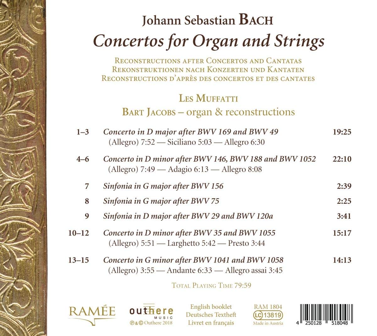 Bart Jacobs 바흐: 오르간과 현을 위한 협주곡 (Bach: Concertos for Organ and Strings)