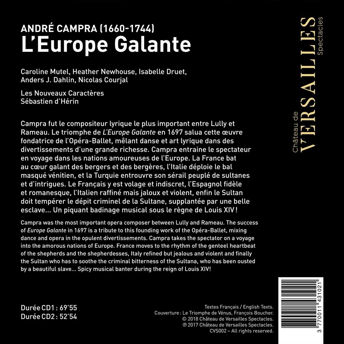 Sebastien d’Herin 앙드레 캉프라: 우아한 에우로페 (Andre Campra: L'Europe Galante)