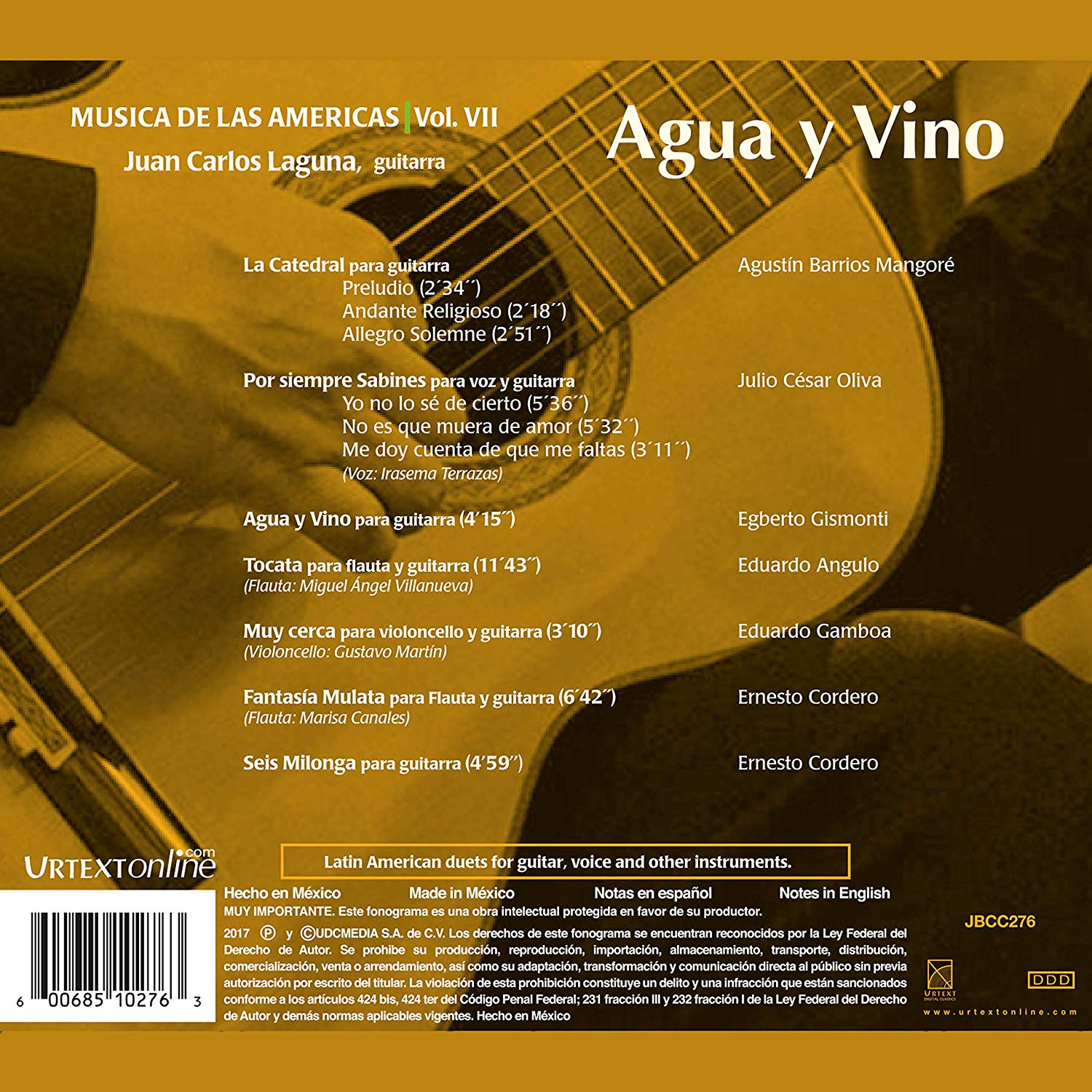 Juan Carlos Laguna 물과 포도주 (Musica de las Americas, Vol. 7 - Agua y Vino)