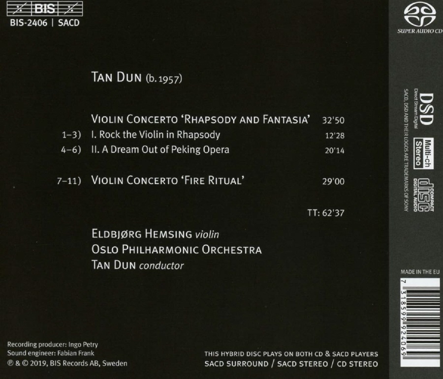 Eldbjorg Hemsing 탄 둔: 바이올린 협주곡 - 불의 의식, 랩소디와 판타지아 (Tan Dun: Fire)