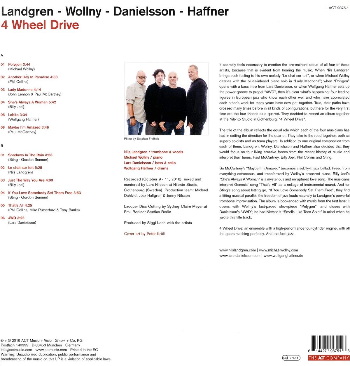 Nils Landgren / Michael Wollny / Lars Danielsson / Wolfgang Haffner- 4 Wheel Drive [LP]