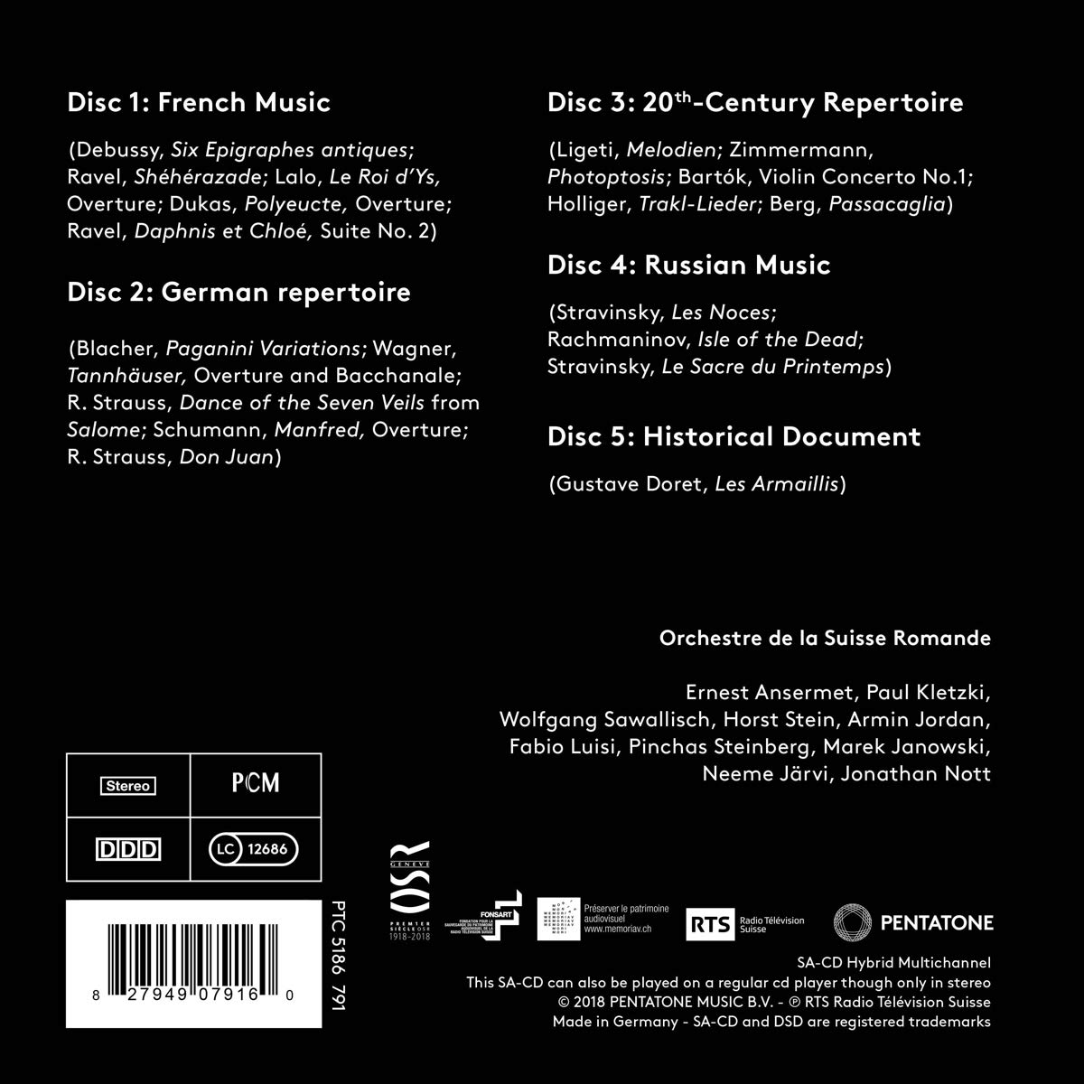 스위스 로망드 관현악단 100주년 기념 앨범 (Orchestre de la Suisse Romande - One Century of Music 1918-2018) 
