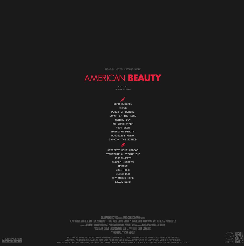 아메리칸 뷰티 영화음악 (American Beauty OST) [레드 & 블랙 컬러 LP]