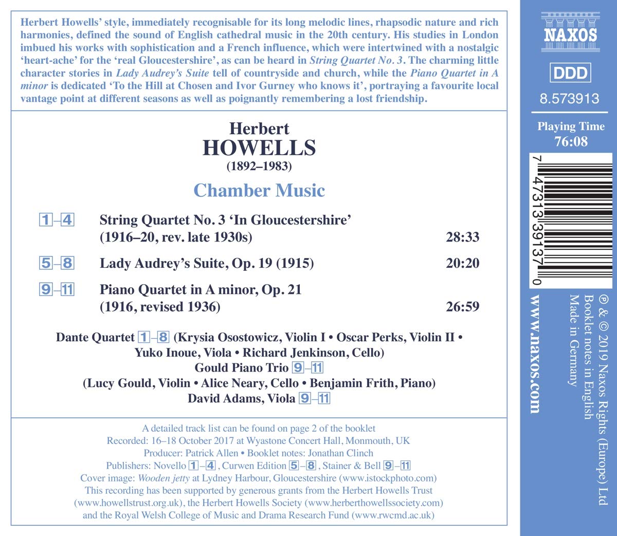 Dante Quartet 허버트 하웰스: 실내악 작품집 (Herbert Howells: Chamber Music)
