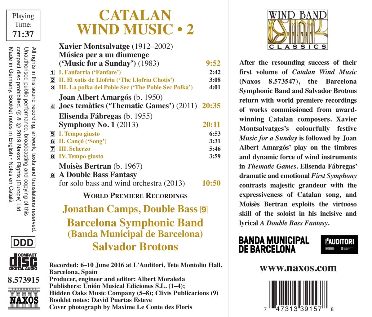 Salvador Brotons 카탈로니아 작곡가들의 관악기를 위한 작품 2집 (Catalan Wind Music, Vol. 2)