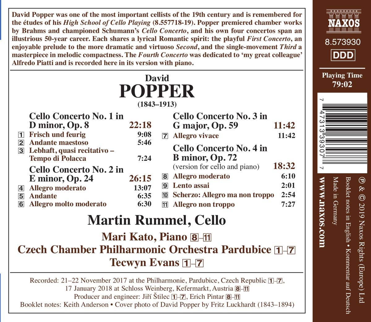 Martin Rummel 다비드 포퍼: 첼로 협주곡 작품집 (David Popper: Complete Cello Concertos)