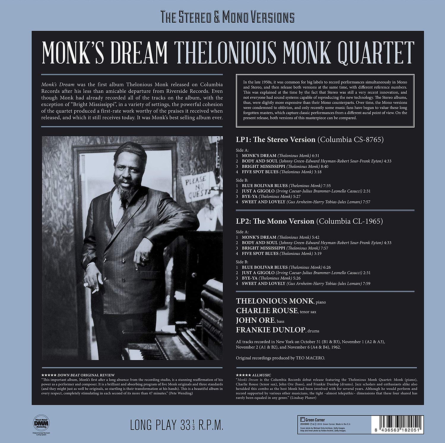 Thelonious Monk Quartet (텔로니어스 몽크 쿼텟) - Monk's Dream [2LP]
