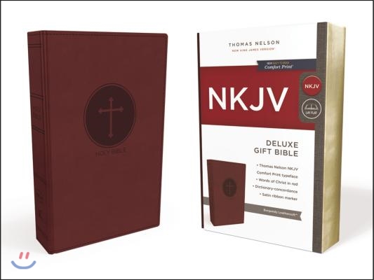 NKJV, Deluxe Gift Bible, Imitation Leather, Burgundy, Red Letter Edition