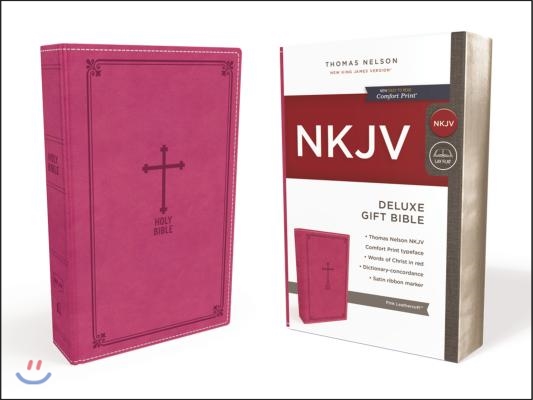 NKJV, Deluxe Gift Bible, Imitation Leather, Pink, Red Letter Edition