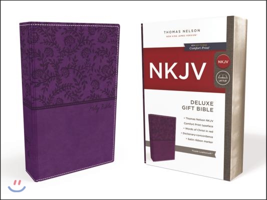 NKJV, Deluxe Gift Bible, Imitation Leather, Purple, Red Letter Edition