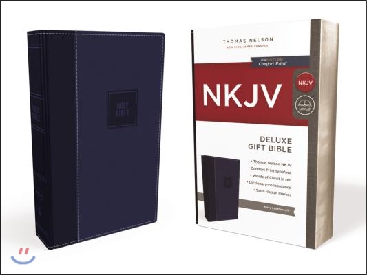 NKJV, Deluxe Gift Bible, Imitation Leather, Blue, Red Letter Edition