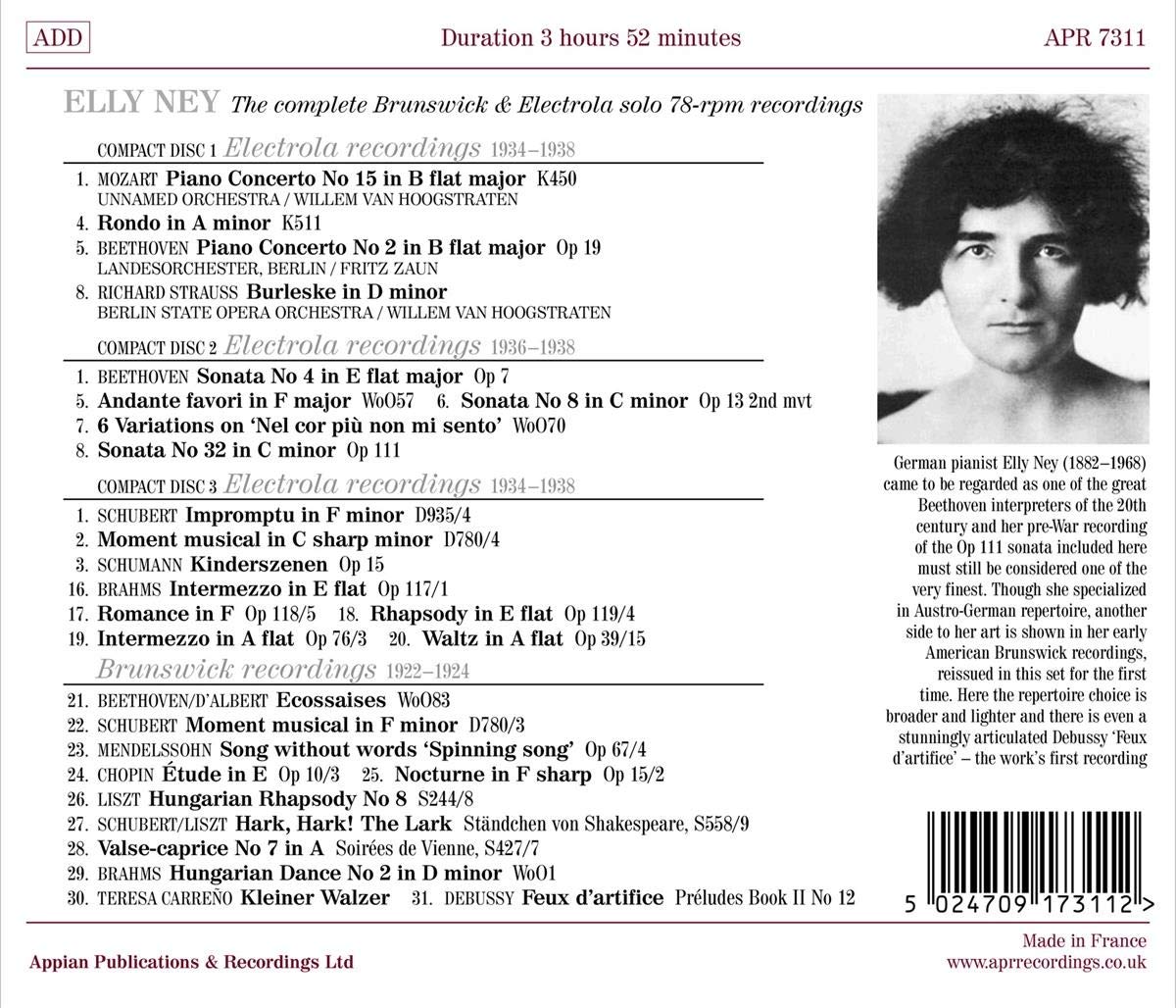 Elly Ney 엘리 나이 피아노 연주집 (The Complete Brunswick and Electrola Solo Recordings)