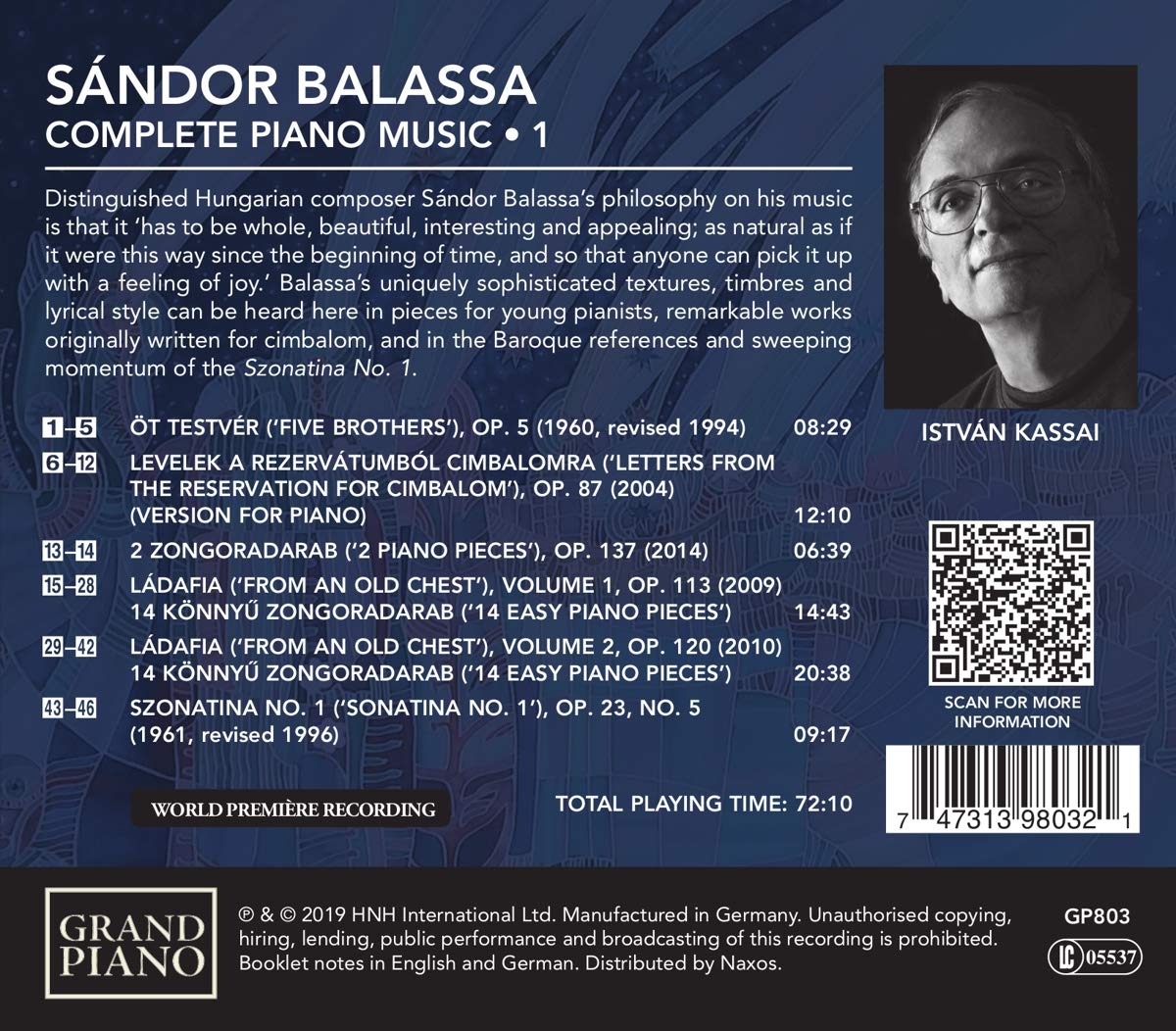 Istvan Kassai 산도르 바라사: 피아노 음악 모음 1집 (Sandor Balassa: Complete Piano Music, Vol. 1)