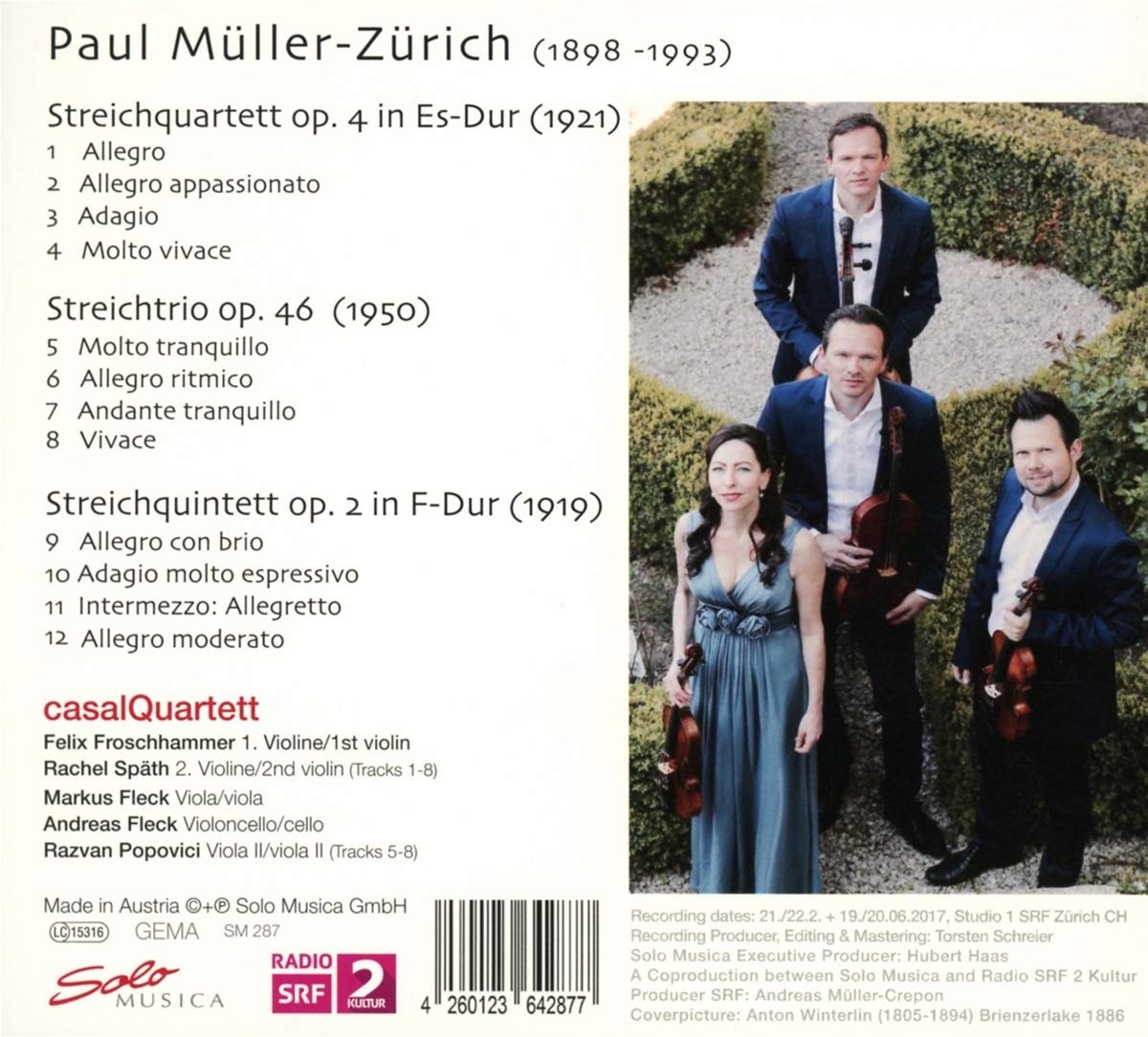 Casal Quartett 뮐러-취리히: 현악사중주 2, 4번, 현악삼중주 (Paul Muller-Zurich: Chamber Music)