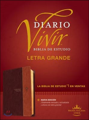 Biblia de Estudio del Diario Vivir Rvr60, Letra Grande (Letra Roja, Sentipiel, Cafe/Cafe Claro)