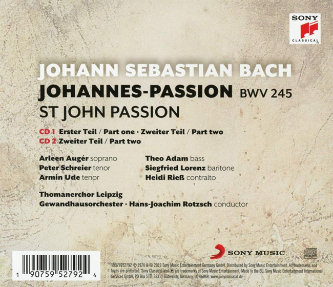 Hans-Joachim Rotzsch 바흐: 요한 수난곡 (Bach: St. John Passion)