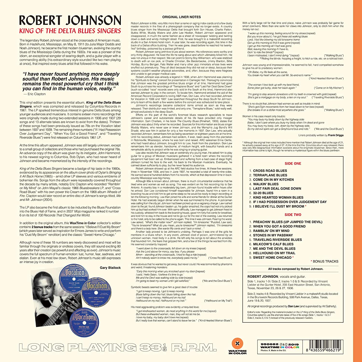 Robert Johnson (로버트 존슨) - King of the Delta Blues Singers [오렌지 컬러 LP]