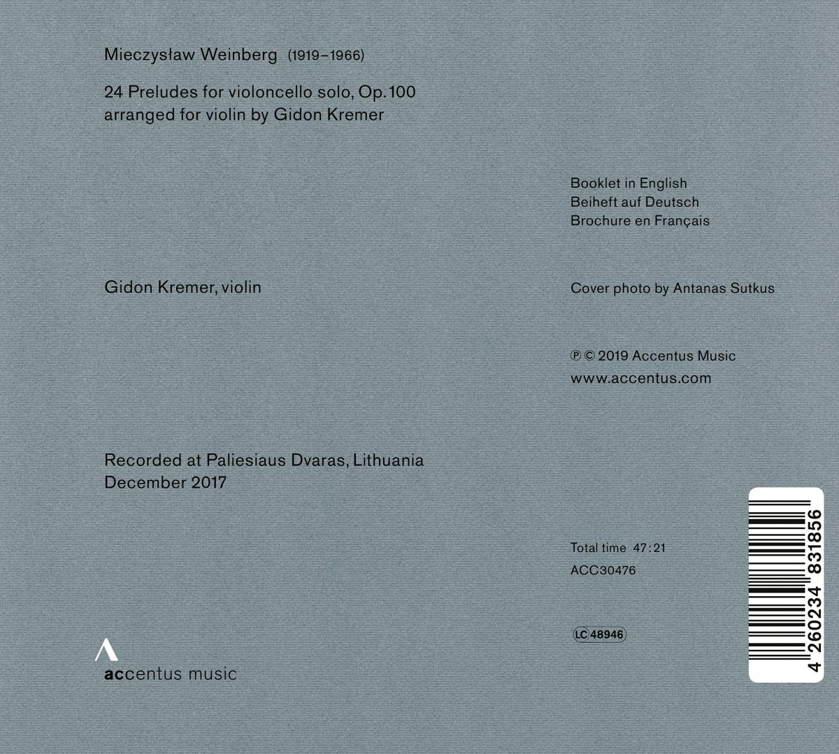 Gidon Kremer 바인베르크: 24개의 전주곡 [바이올린 편곡 버전] (Weinberg: 24 Preludes for Violin Solo)