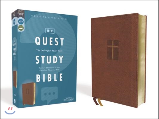 Niv, Quest Study Bible, Leathersoft, Brown, Comfort Print: The Only Q and A Study Bible