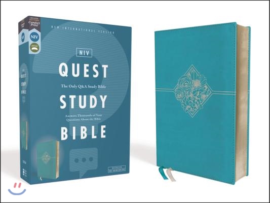 Niv, Quest Study Bible, Leathersoft, Blue, Comfort Print: The Only Q and A Study Bible