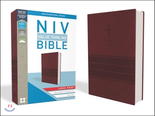 NIV, Value Thinline Bible, Large Print, Imitation Leather, Burgundy