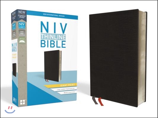 NIV, Thinline Bible, Giant Print, Bonded Leather, Black, Red Letter Edition