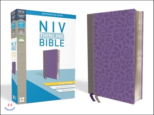 NIV, Thinline Bible, Giant Print, Imitation Leather, Gray/Purple, Red Letter Edition