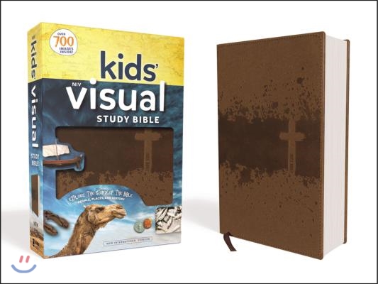 Niv, Kids&#39; Visual Study Bible, Leathersoft, Bronze, Full Color Interior: Explore the Story of the Bible---People, Places, and History