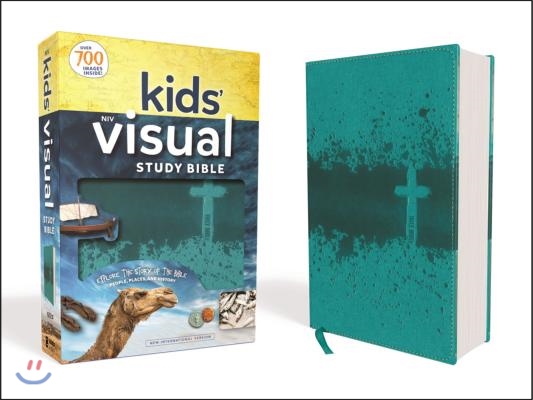 Niv, Kids' Visual Study Bible, Leathersoft, Teal, Full Color Interior: Explore the Story of the Bible---People, Places, and History