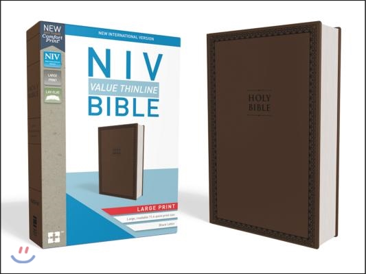 NIV, Value Thinline Bible, Large Print, Imitation Leather, Brown